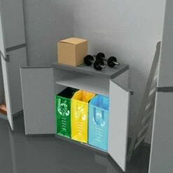 STARK Armoire Poubelle Pour La Collecte Séparée Des Déchets Avec 3 Sacs Et étagère Dech