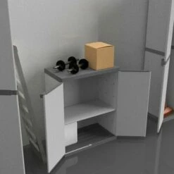 STARK Meuble De Jardin Extérieur Polyvalent En Résine 2 Portes Avec étagère Tord